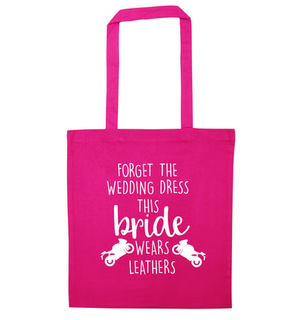 Forget Wedding Dress Bride Wears Leathers pink tote bag