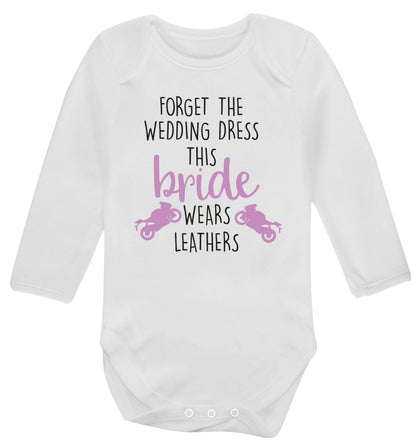 Forget Wedding Dress Bride Wears Leathers Baby Vest long sleeved white 6-12 months
