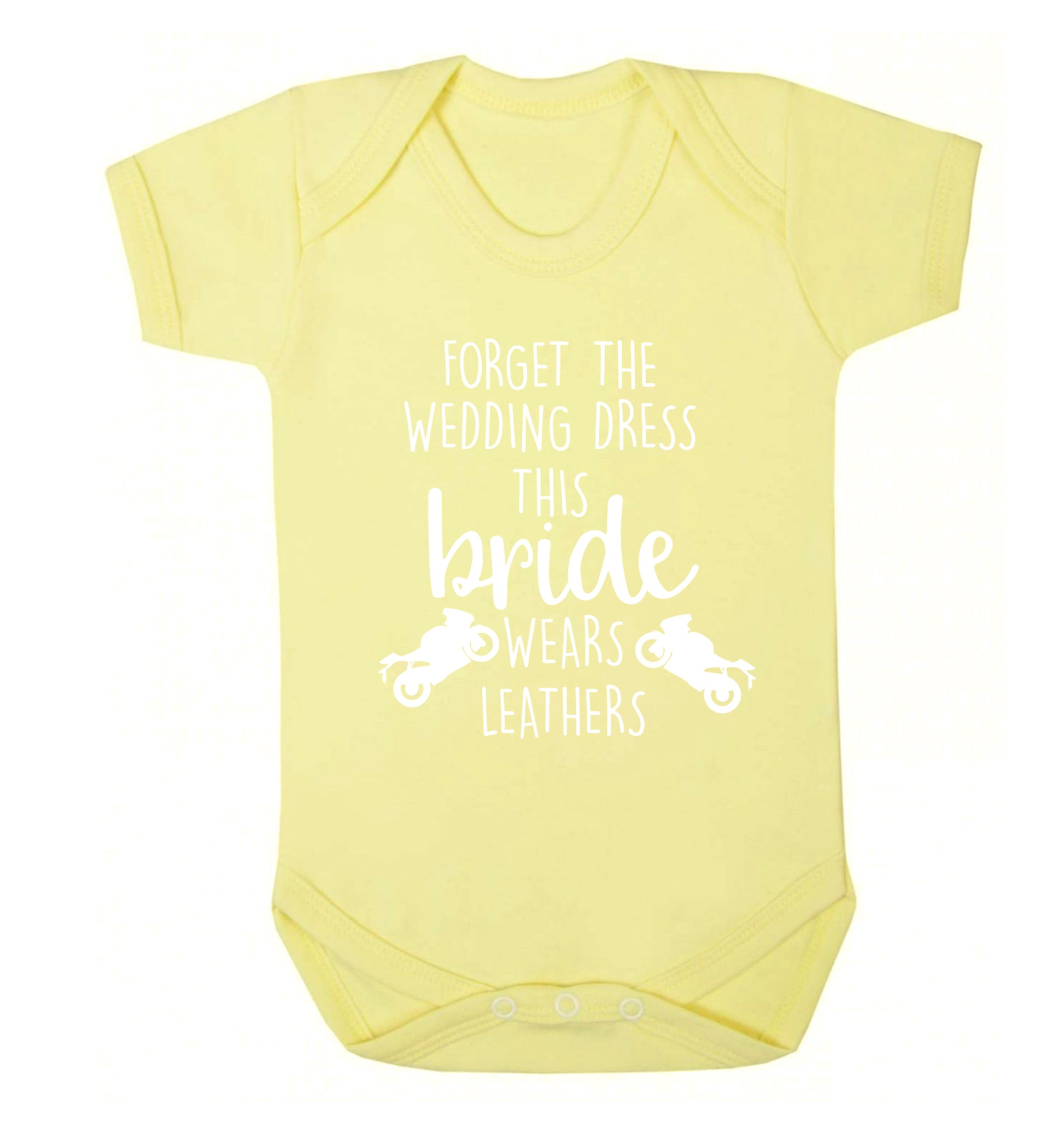 Forget the wedding dress this bride wears leathers Baby Vest pale yellow 18-24 months