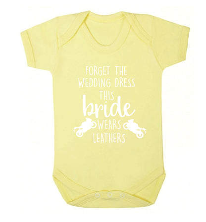Forget Wedding Dress Bride Wears Leathers Baby Vest pale yellow 18-24 months