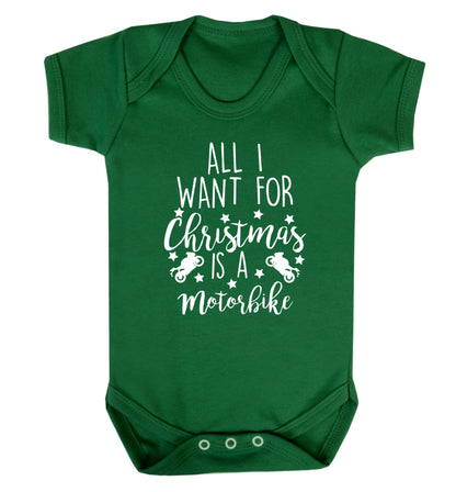 All I want for Christmas is a motorbike Baby Vest green 18-24 months