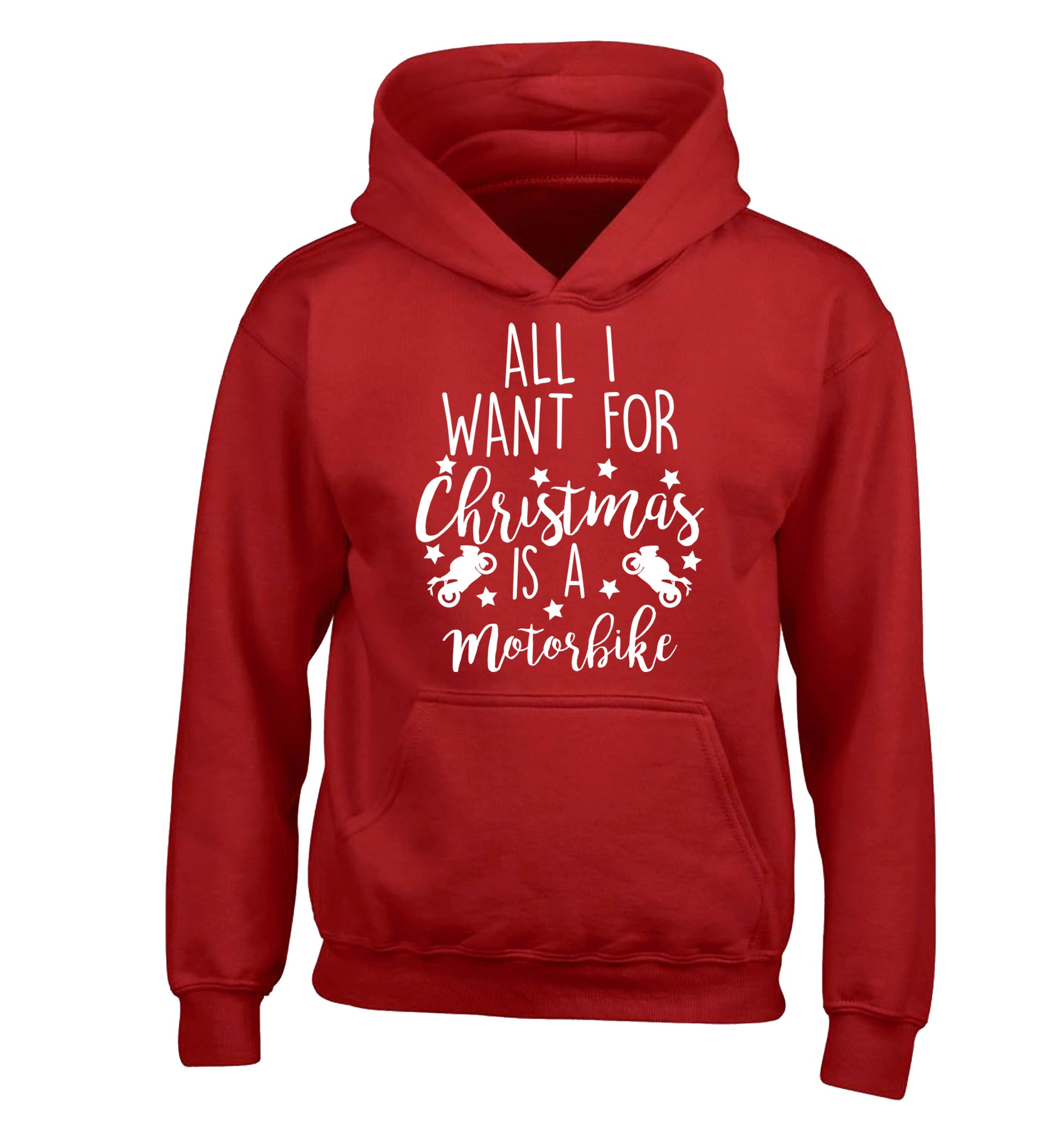 All I want for Christmas is a motorbike children's red hoodie 12-13 Years