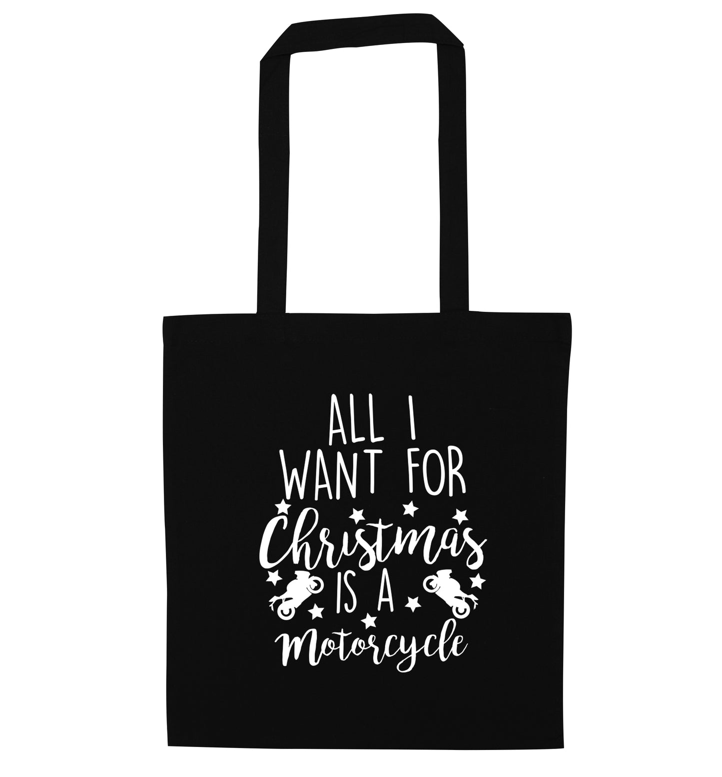 All I want for Christmas is a motorcycle black tote bag
