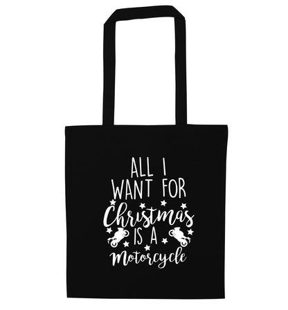 All I want for Christmas is a motorcycle black tote bag