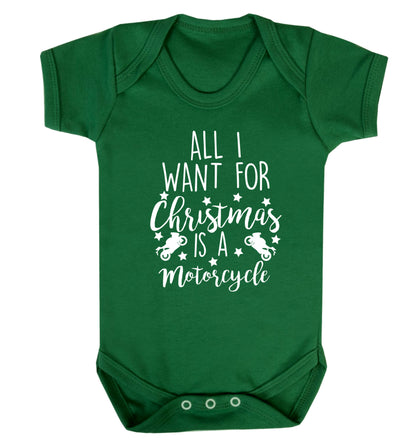 All I want for Christmas is a motorcycle Baby Vest green 18-24 months