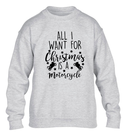All I want for Christmas is a motorcycle children's grey sweater 12-13 Years