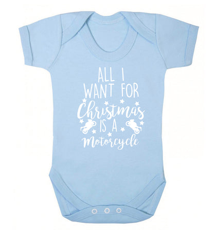All I want for Christmas is a motorcycle Baby Vest pale blue 18-24 months