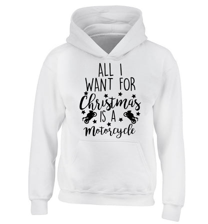All I want for Christmas is a motorcycle children's white hoodie 12-13 Years