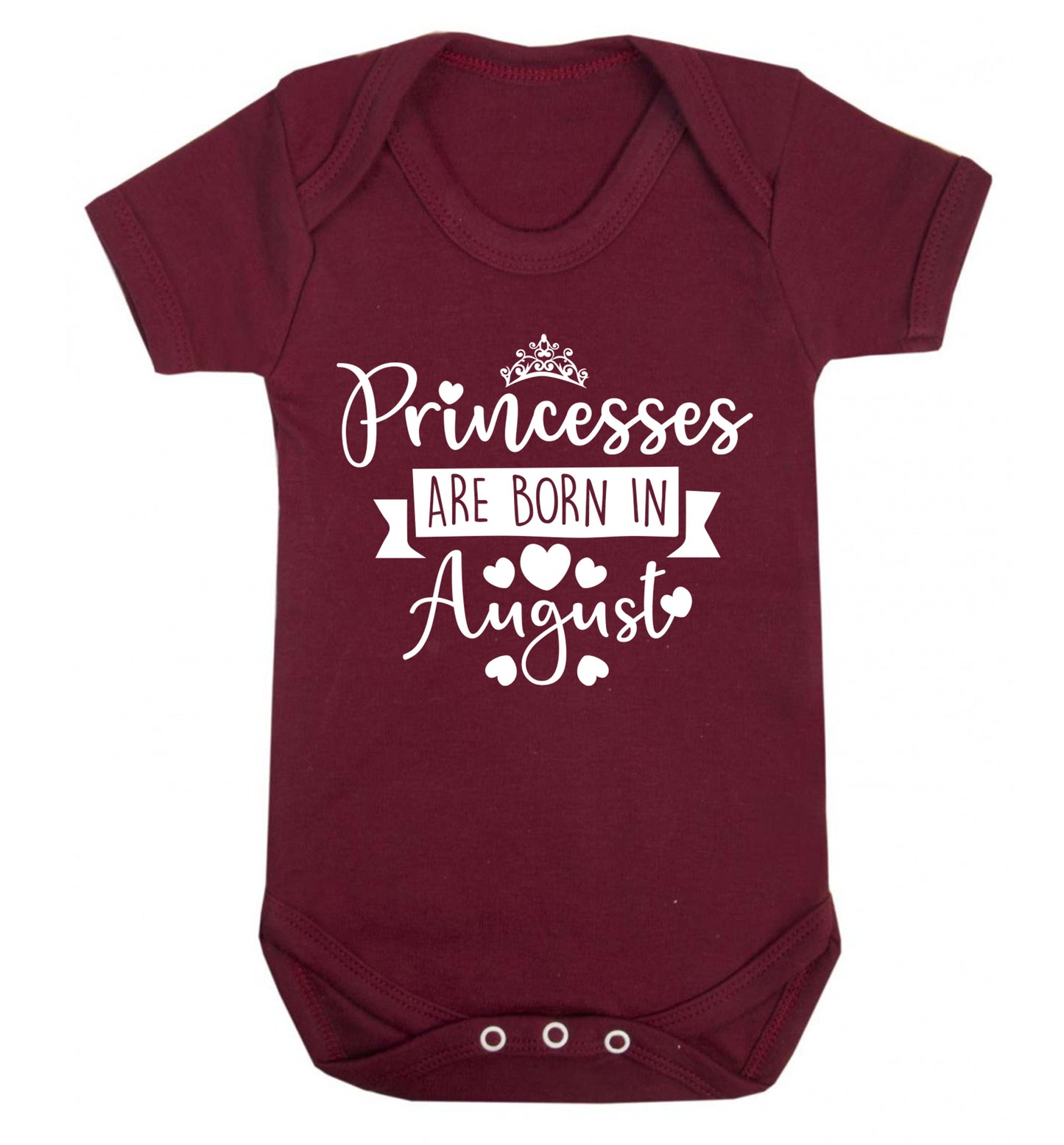 Princesses are born in August Baby Vest maroon 18-24 months