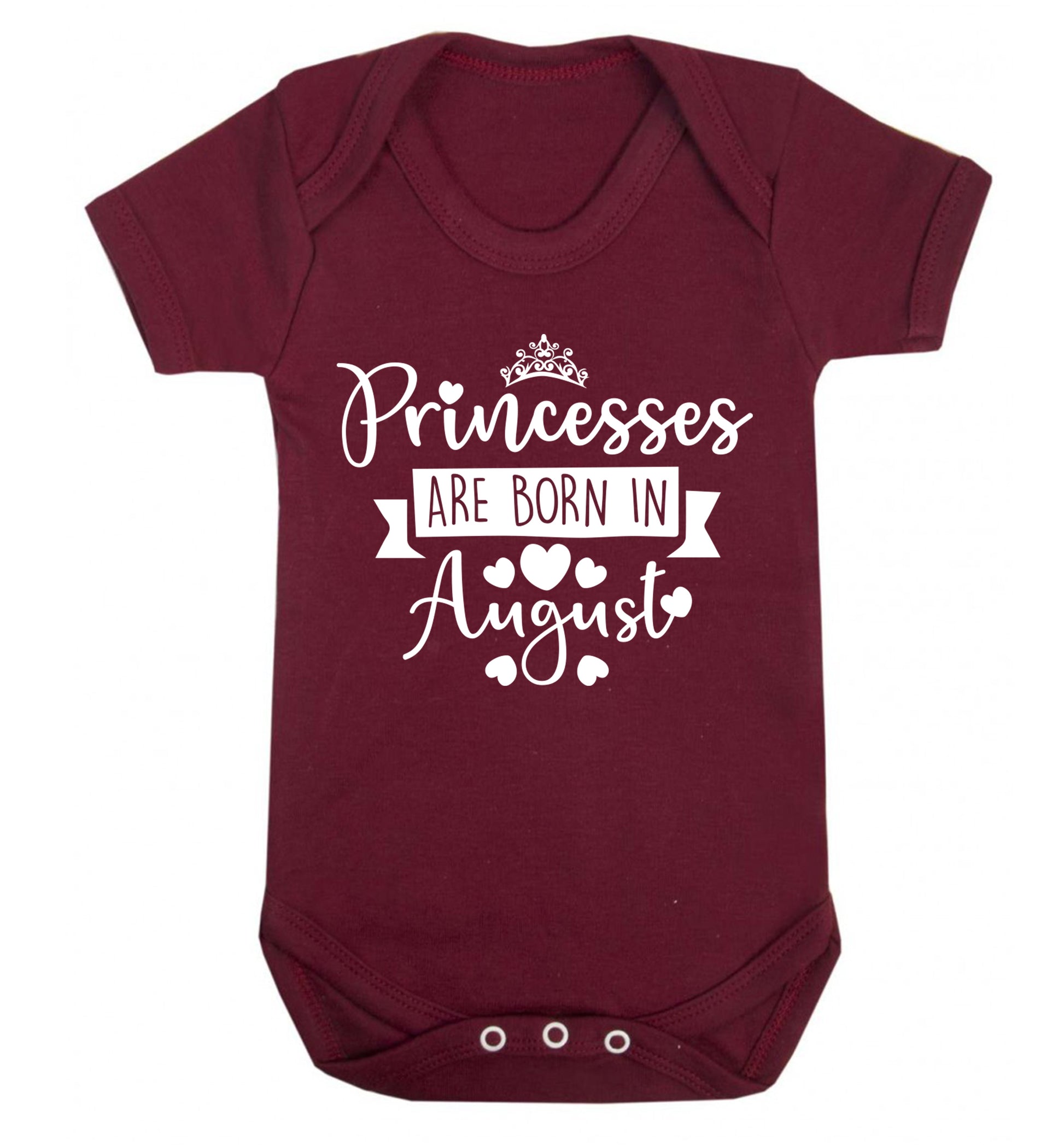 Princesses are born in August Baby Vest maroon 18-24 months