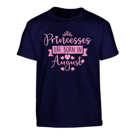 Princesses are born in August Children's navy Tshirt 12-13 Years