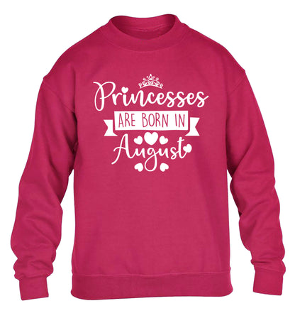 Princesses are born in August children's pink sweater 12-13 Years