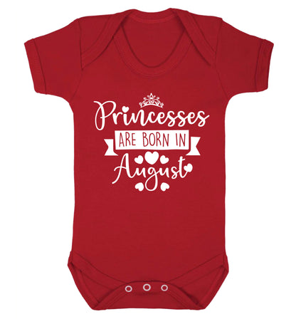 Princesses are born in August Baby Vest red 18-24 months