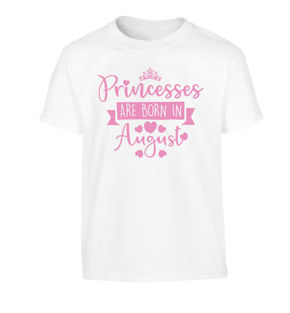Princesses are born in August Children's white Tshirt 12-13 Years