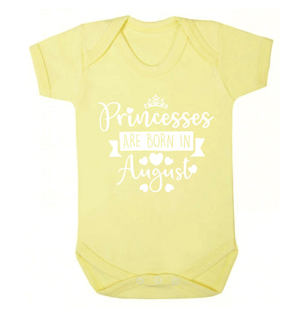 Princesses are born in August Baby Vest pale yellow 18-24 months