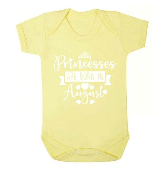 Princesses are born in August Baby Vest pale yellow 18-24 months