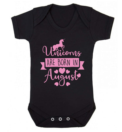 Unicorns are born in August Baby Vest black 18-24 months