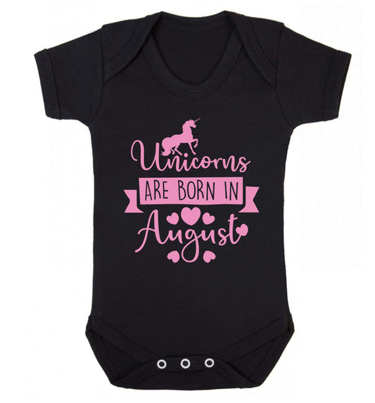 Unicorns are born in August Baby Vest black 18-24 months