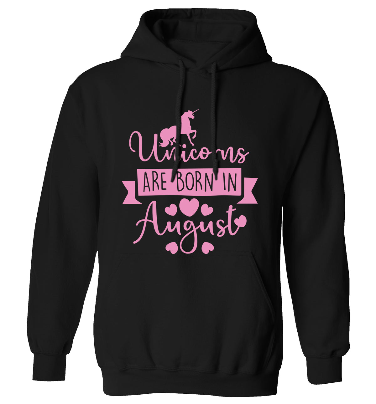 Unicorns are born in August adults unisex black hoodie 2XL