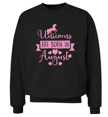 Unicorns are born in August Adult's unisex black Sweater 2XL