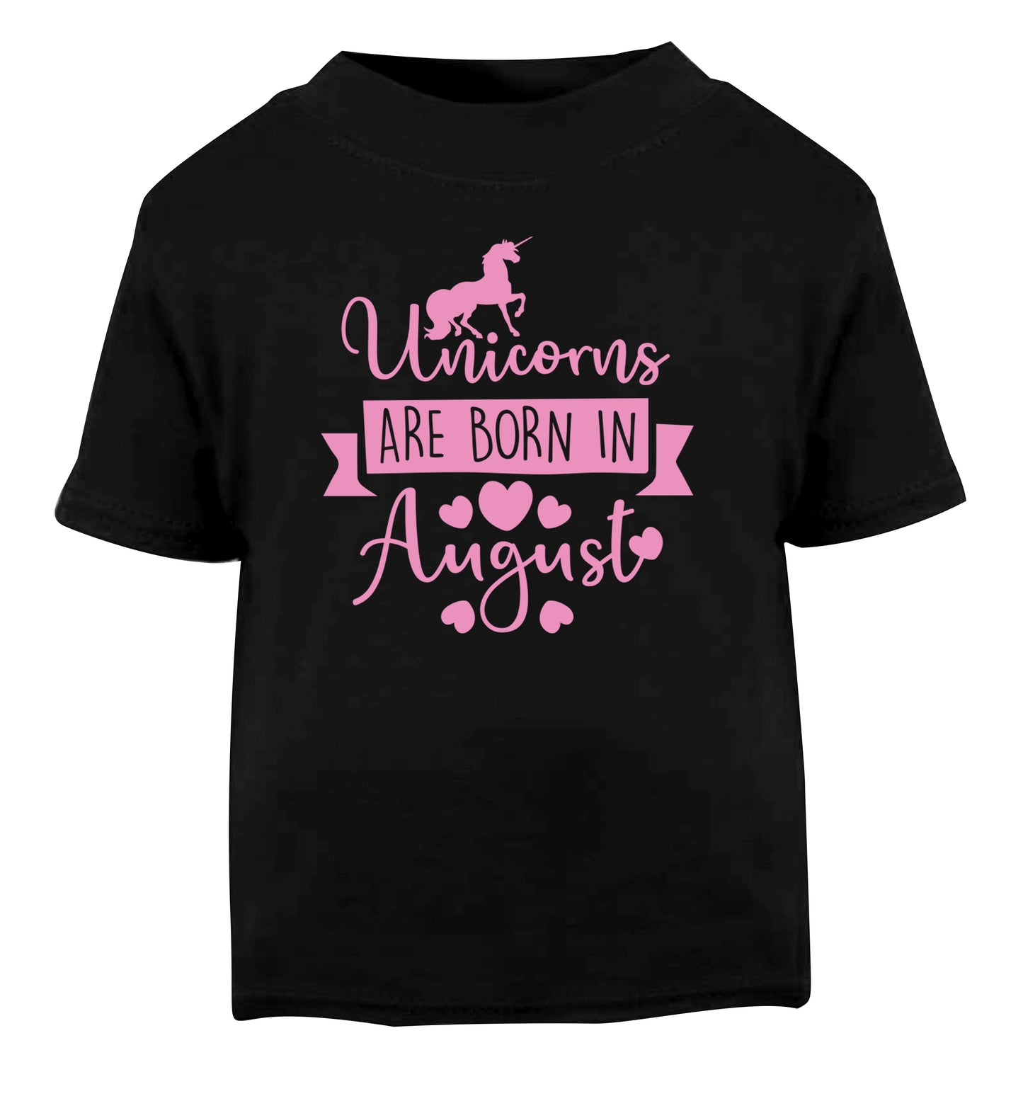 Unicorns are born in August Black Baby Toddler Tshirt 2 years