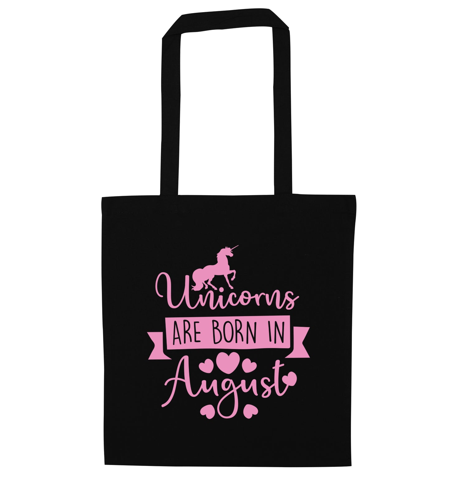 Unicorns are born in August black tote bag