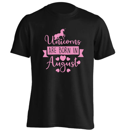 Unicorns are born in August adults unisex black Tshirt 2XL