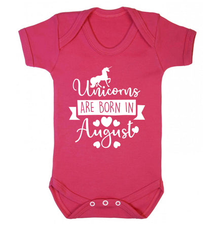 Unicorns are born in August Baby Vest dark pink 18-24 months
