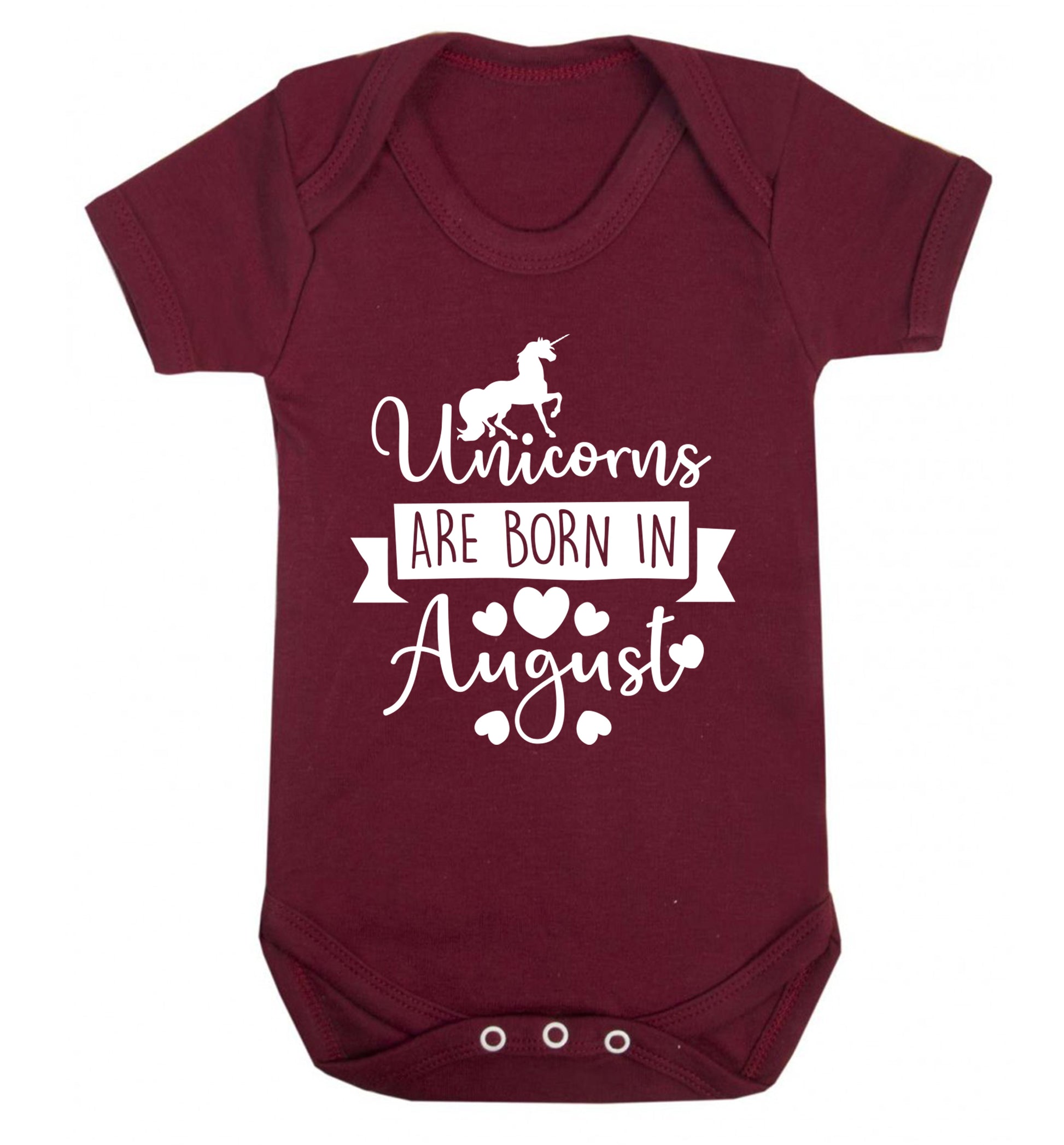 Unicorns are born in August Baby Vest maroon 18-24 months