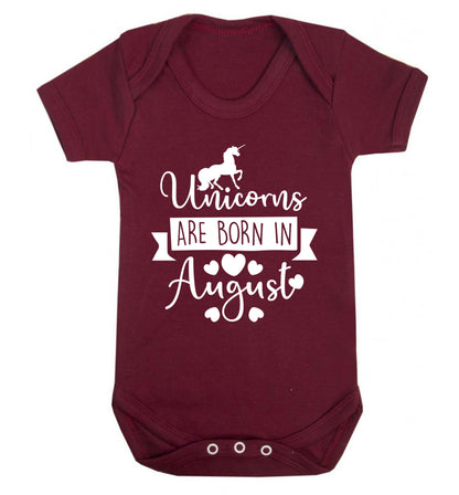Unicorns are born in August Baby Vest maroon 18-24 months