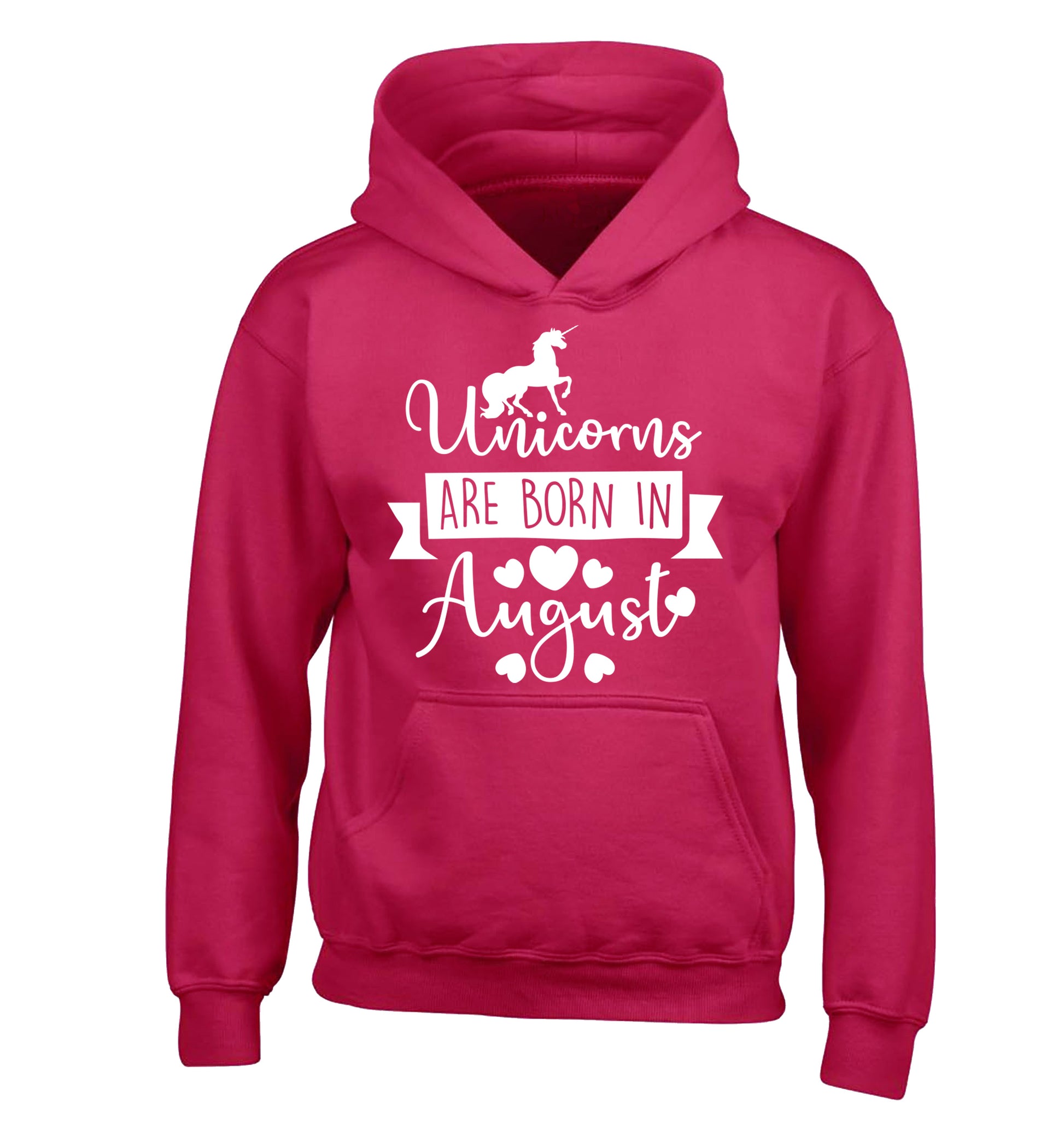 Unicorns are born in August children's pink hoodie 12-13 Years