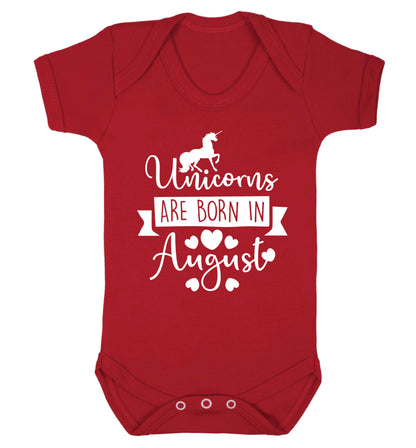 Unicorns are born in August Baby Vest red 18-24 months