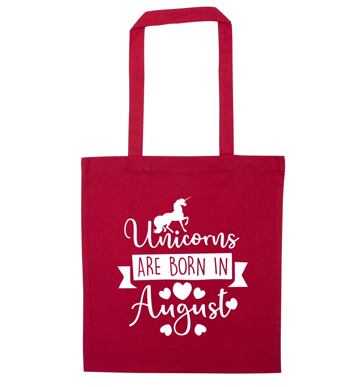 Unicorns are born in August red tote bag