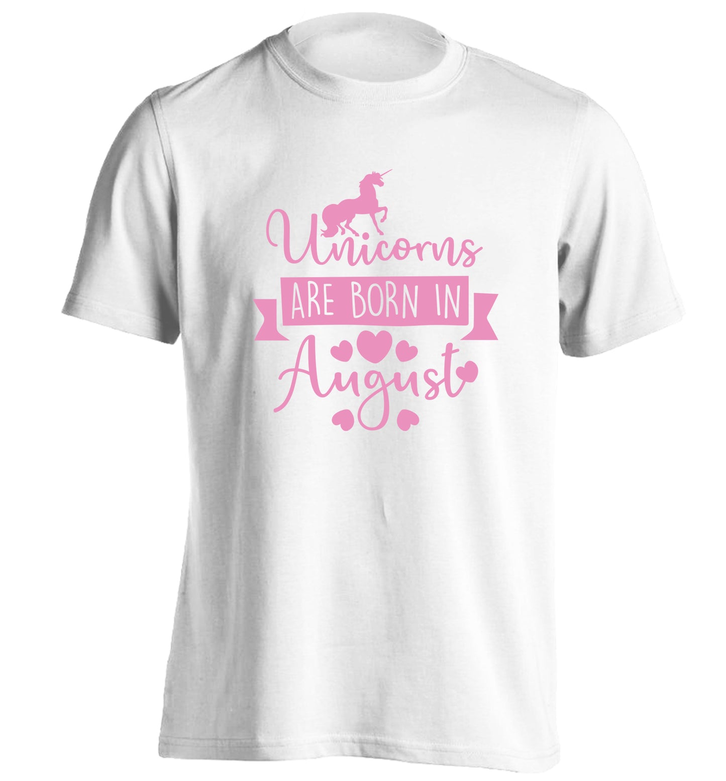 Unicorns are born in August adults unisex white Tshirt 2XL