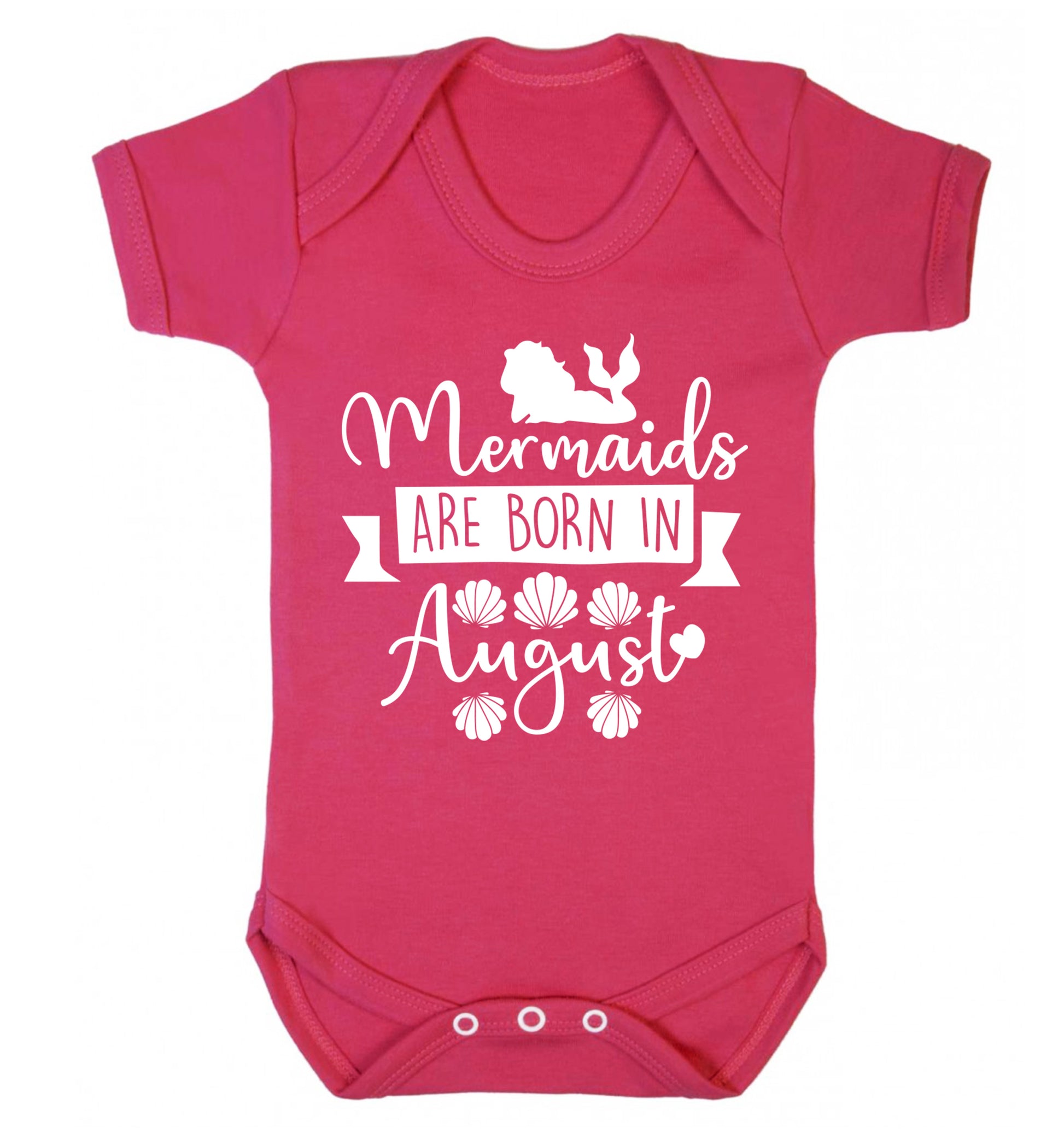 Mermaids are born in August Baby Vest dark pink 18-24 months