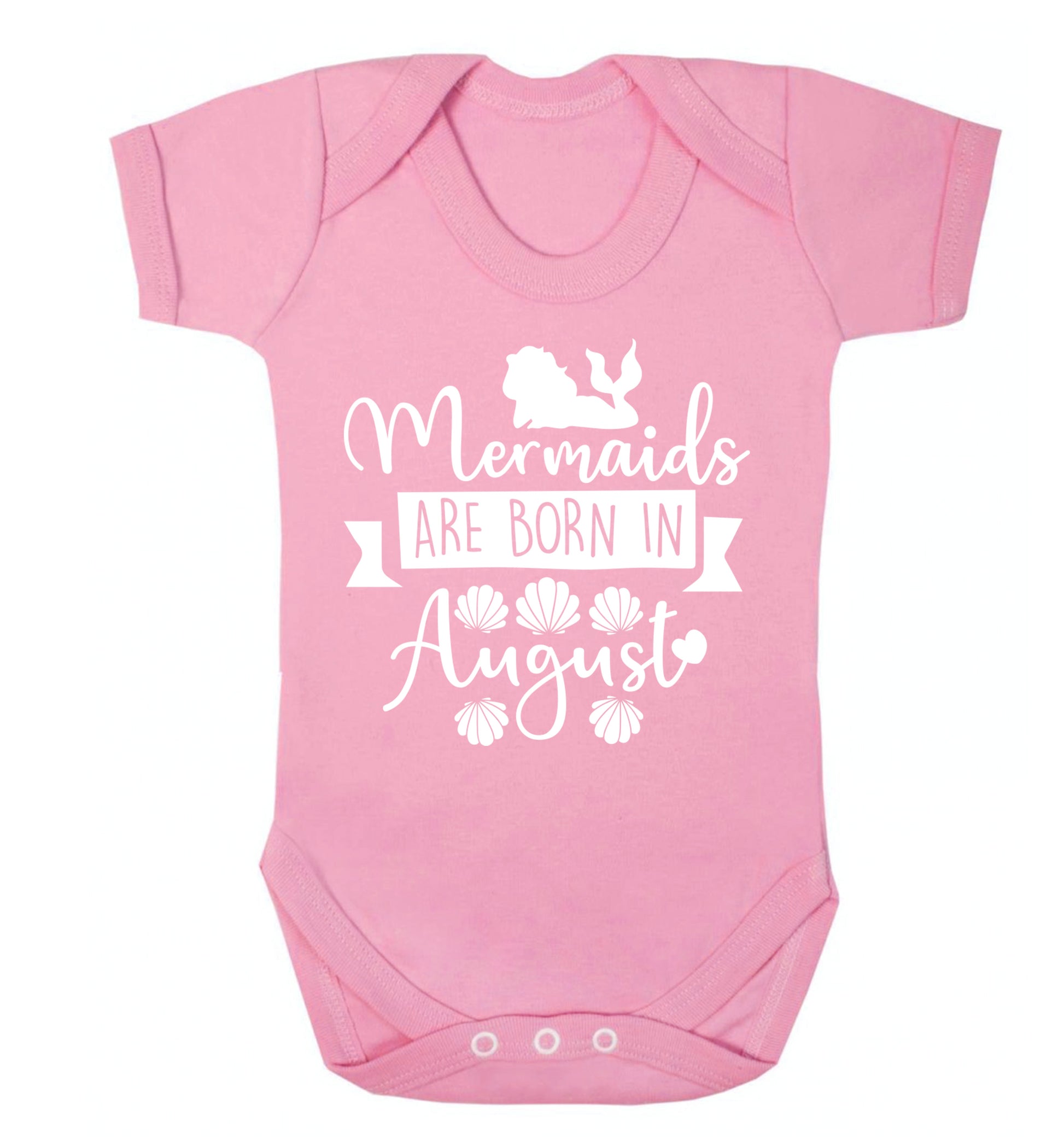 Mermaids are born in August Baby Vest pale pink 18-24 months