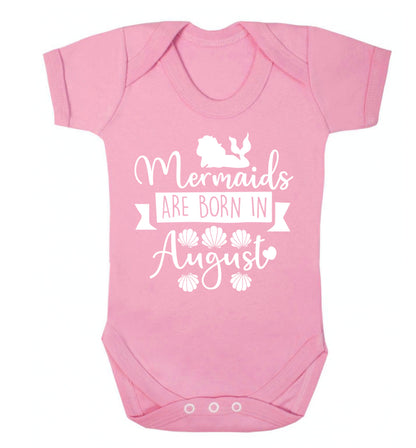 Mermaids are born in August Baby Vest pale pink 18-24 months
