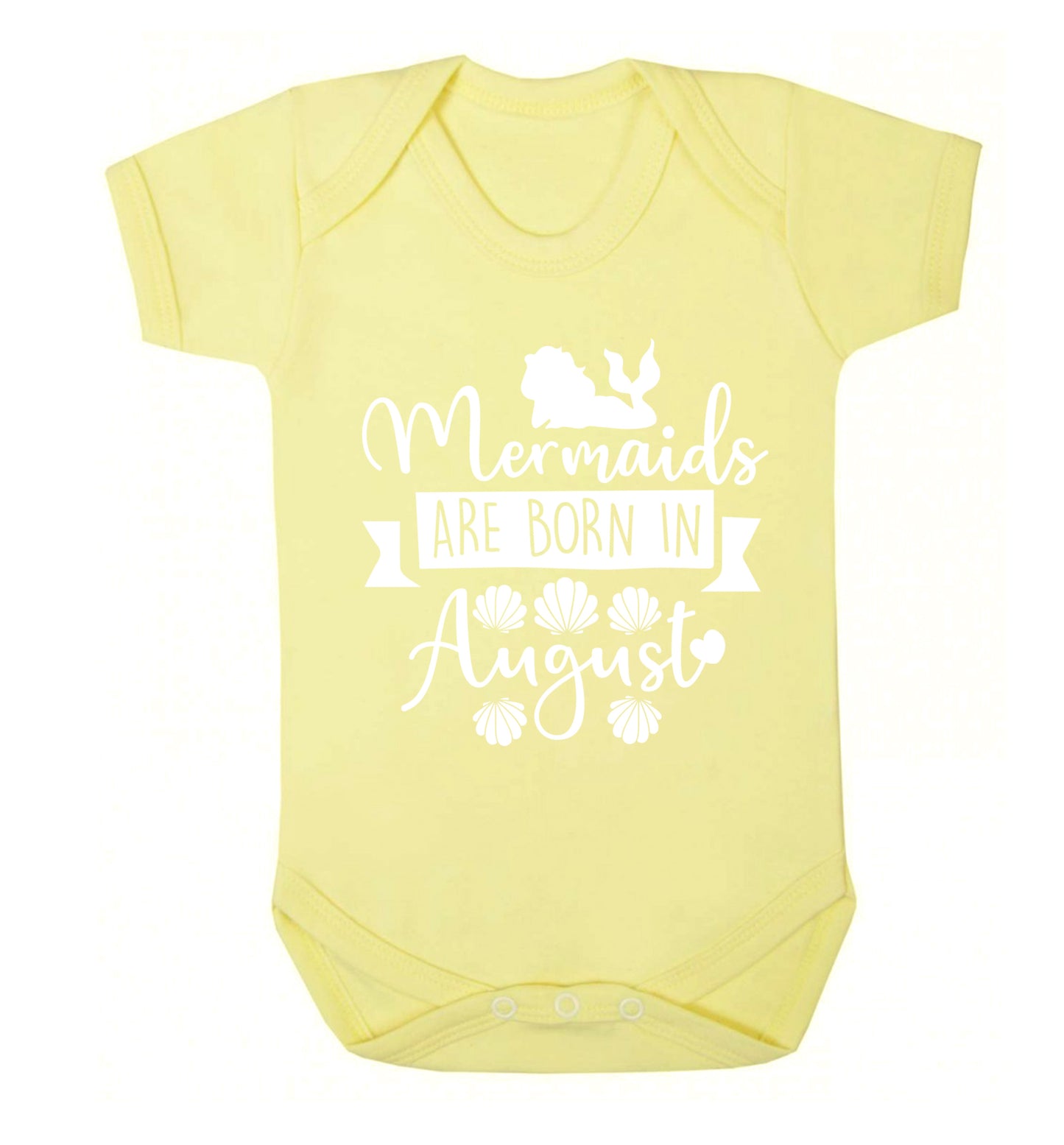 Mermaids are born in August Baby Vest pale yellow 18-24 months