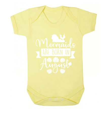 Mermaids are born in August Baby Vest pale yellow 18-24 months