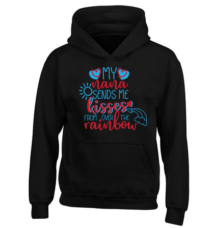 My nana sends me kisses from over the rainbow children's black hoodie 12-13 Years