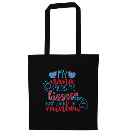 My nana sends me kisses from over the rainbow black tote bag
