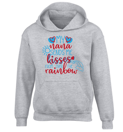 My nana sends me kisses from over the rainbow children's grey hoodie 12-13 Years
