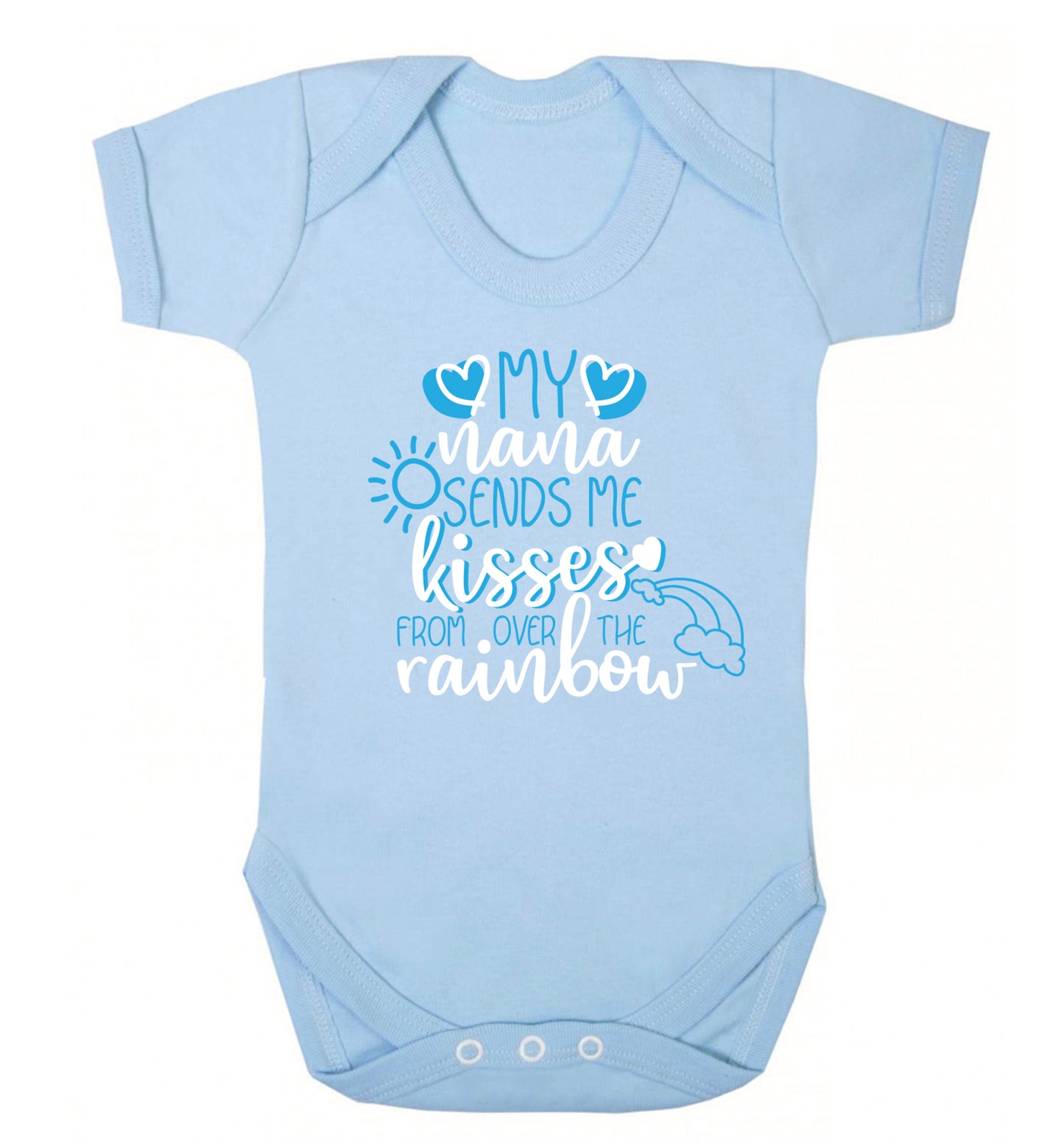 My nana sends me kisses from over the rainbow Baby Vest pale blue 18-24 months
