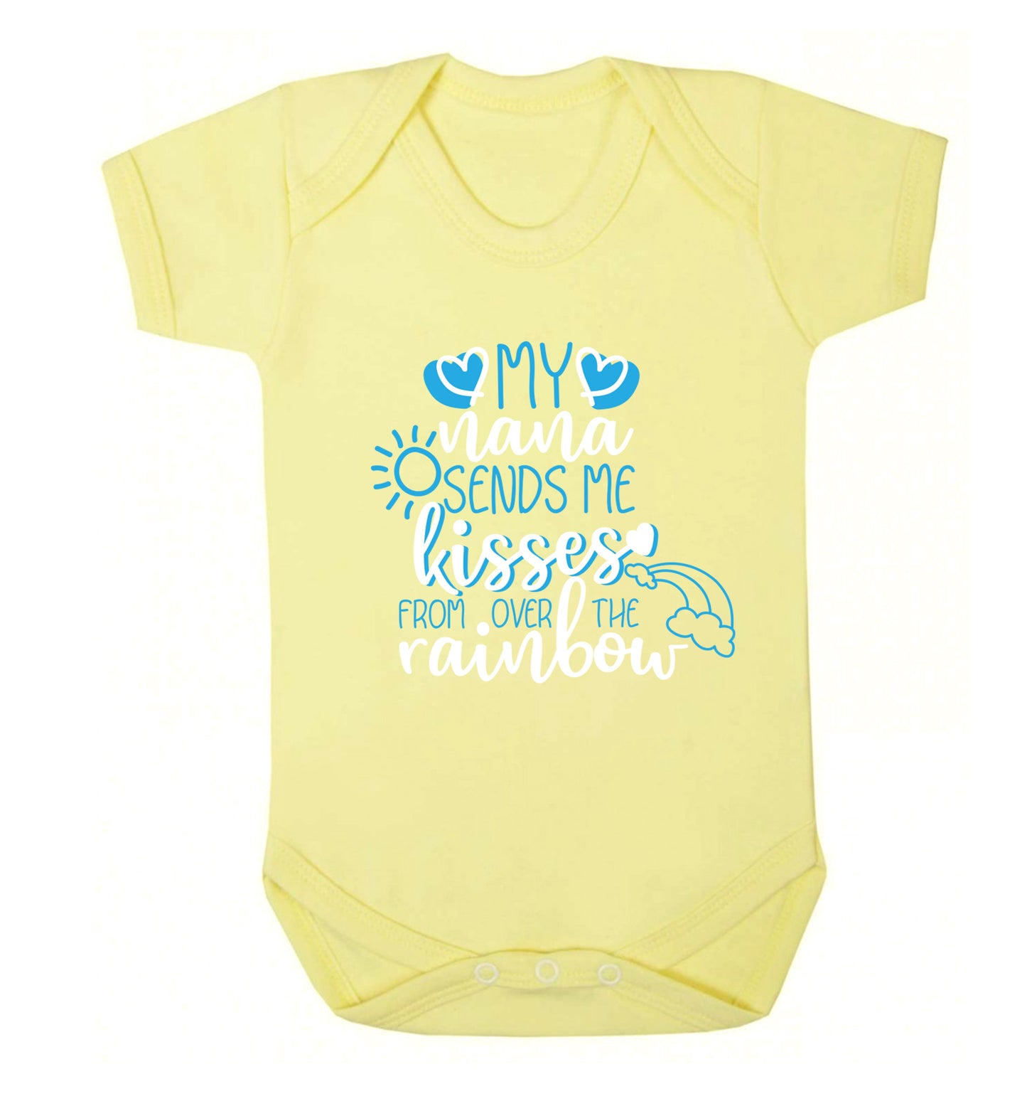 My nana sends me kisses from over the rainbow Baby Vest pale yellow 18-24 months