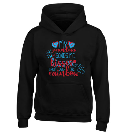 My grandma sends me kisses from over the rainbow children's black hoodie 12-13 Years