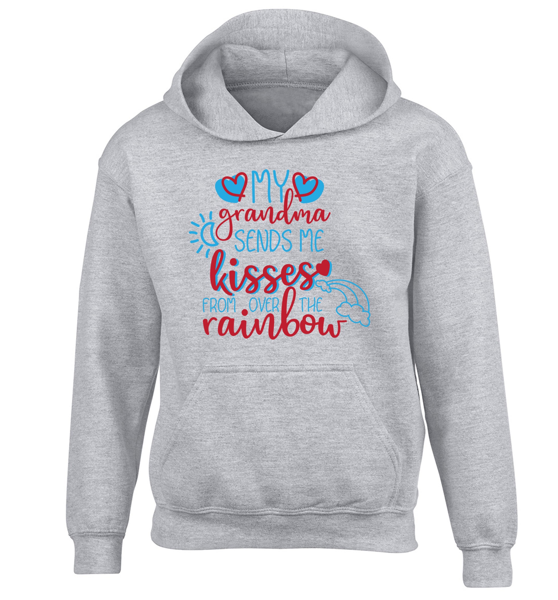 My grandma sends me kisses from over the rainbow children's grey hoodie 12-13 Years