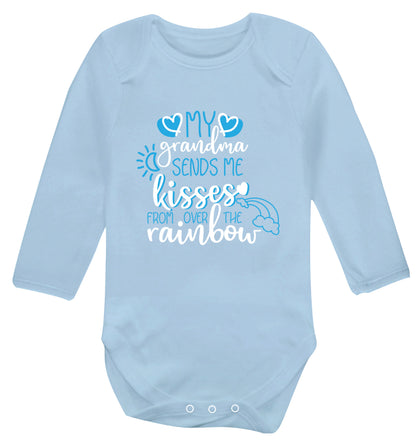 My grandma sends me kisses from over the rainbow Baby Vest long sleeved pale blue 6-12 months