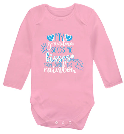 My grandma sends me kisses from over the rainbow Baby Vest long sleeved pale pink 6-12 months