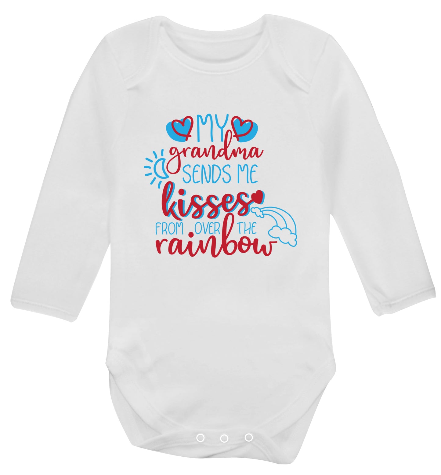 My grandma sends me kisses from over the rainbow Baby Vest long sleeved white 6-12 months