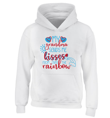 My grandma sends me kisses from over the rainbow children's white hoodie 12-13 Years